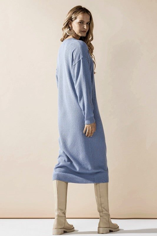 Comfy Button-front Soft Sweater Kint Midi Dress