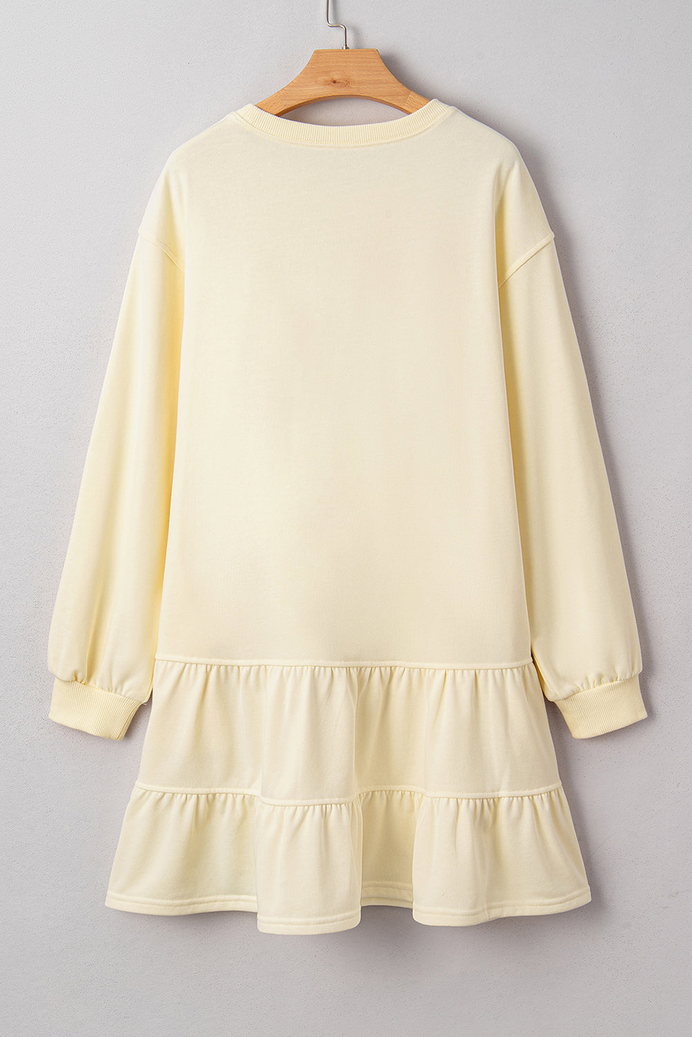 Solid Tiered Ruffle Hem Long Sleeve Dress